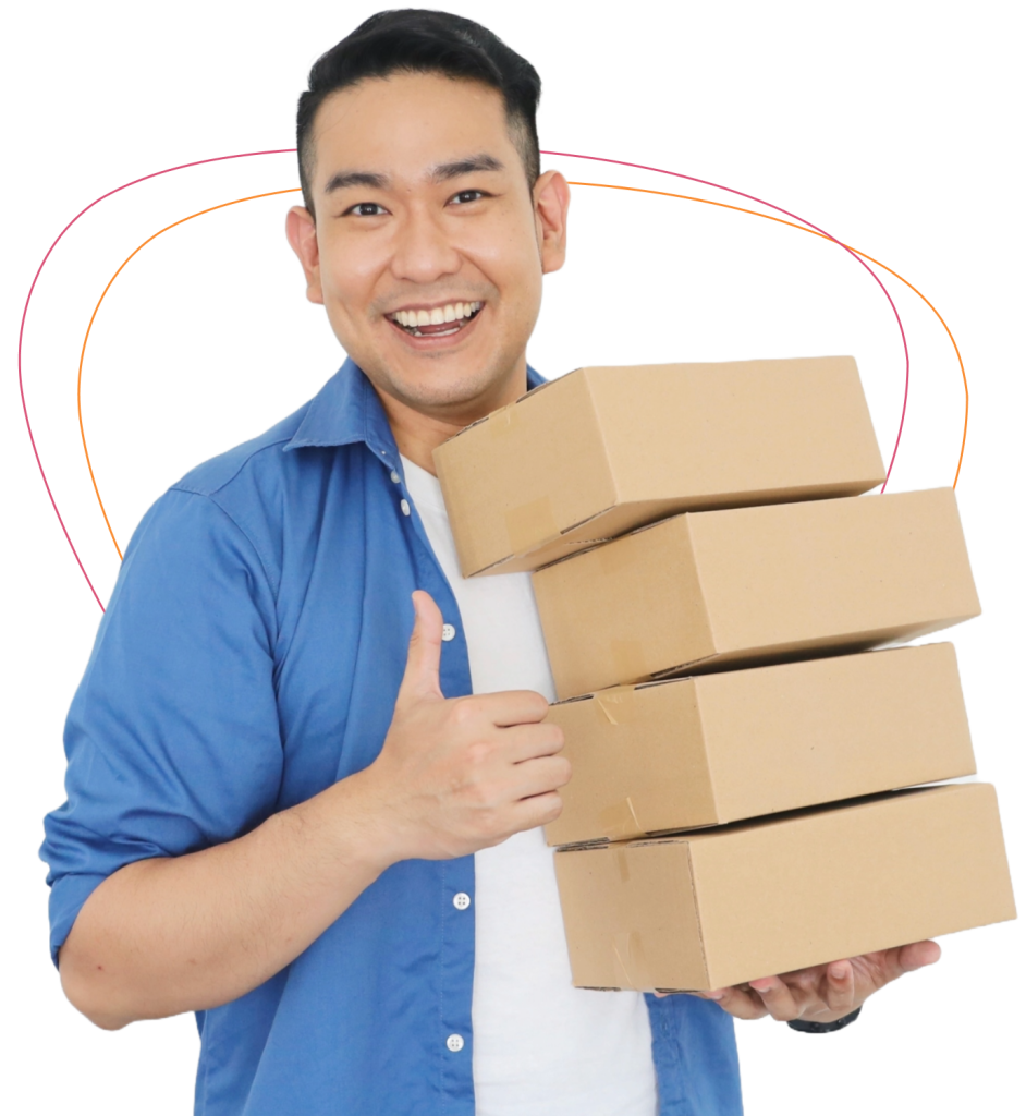 man holding stack of boxes