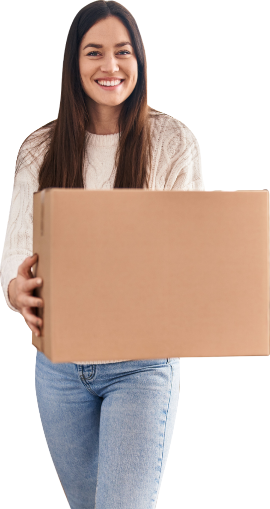 woman holding a box for shipping