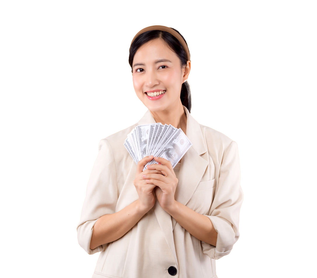 woman holding money